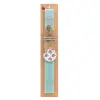 Easter Set, wooden keychain & aromatic flat Easter candle (30cm) (TURQUOISE)