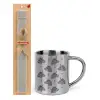 Easter Set, metallic thermal cup (300ml) & Easter aromatic flat candle (30cm) (GRAY)