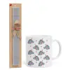 Easter Set, Ceramic Cup (330ml) & Easter aromatic flat candle (30cm) (GRAY)