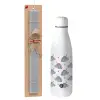 Easter Set, metallic stainless thermos bottle (500ml) & scented flat Easter candle (30cm) (GRAY)