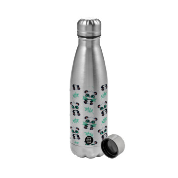 Panda, Metallic water bottle, stainless steel, 750ml