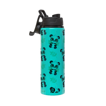 Panda, Metallic water bottle with safety lid, 850ml aluminum