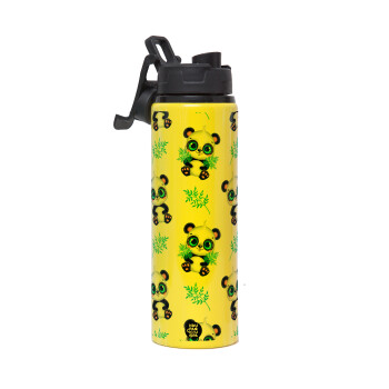 Panda, Metallic water bottle with safety lid, 850ml aluminum