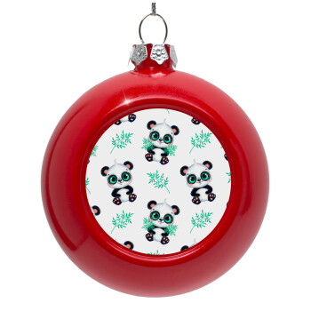 Panda, Red Christmas tree ornament bauble 8cm
