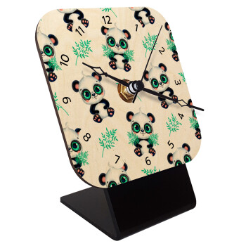 Panda, Quartz Table clock in natural wood (10cm)