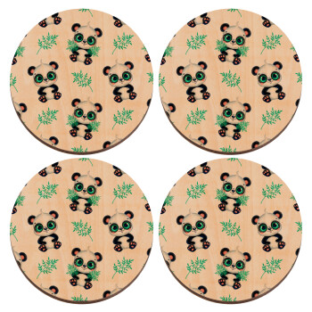 Panda, ΣΕΤ x4 Σουβέρ ξύλινα στρογγυλά plywood (9cm)