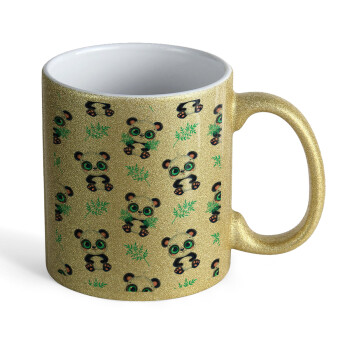 Panda, Κούπα Χρυσή Glitter που γυαλίζει, κεραμική, 330ml