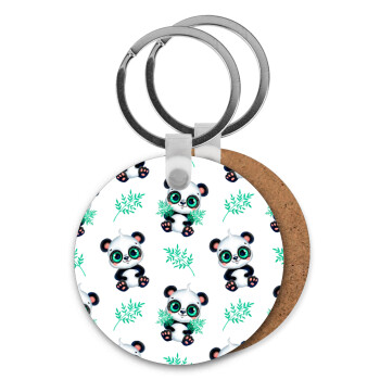 Panda, Μπρελόκ Ξύλινο στρογγυλό MDF Φ5cm