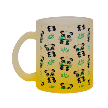 Panda, Κούπα γυάλινη δίχρωμη με βάση το κίτρινο ματ, 330ml