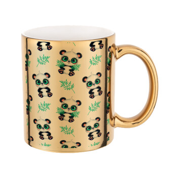 Panda, Mug ceramic, gold mirror, 330ml