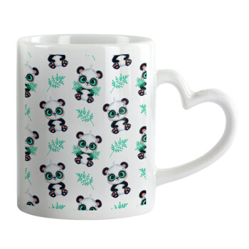 Panda, Mug heart handle, ceramic, 330ml