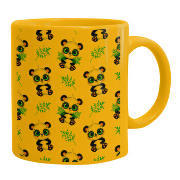 Panda, Ceramic coffee mug yellow, 330ml (1pcs)