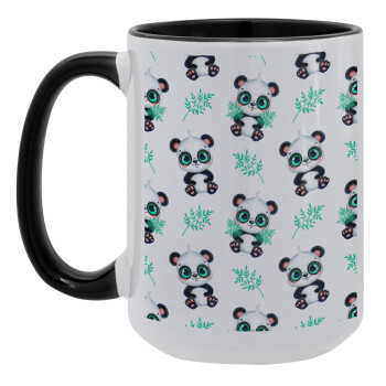 Panda, Κούπα Mega 15oz, κεραμική Μαύρη, 450ml