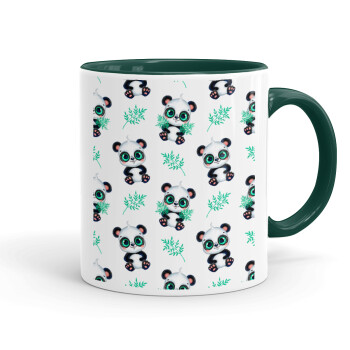Panda, Κούπα χρωματιστή πράσινη, κεραμική, 330ml