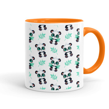 Panda, Κούπα χρωματιστή πορτοκαλί, κεραμική, 330ml