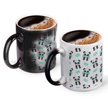 Panda, Color changing magic Mug, ceramic, 330ml when adding hot liquid inside, the black colour desappears (1 pcs)