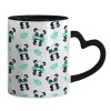 Mug heart black handle, ceramic, 330ml