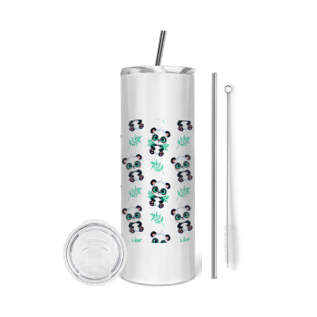 Panda, Tumbler stainless steel 600ml, with metal straw & cleaning brush