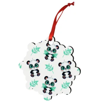Panda, Στολίδι Χριστουγεννιάτικο στολίδι snowflake ξύλινο 7.5cm
