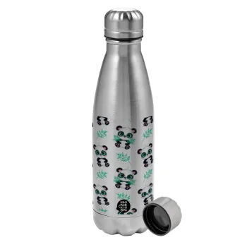 Panda, Metallic water bottle, stainless steel, 750ml