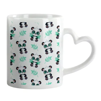 Panda, Mug heart handle, ceramic, 330ml