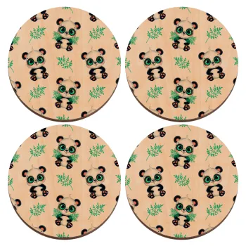 Panda, ΣΕΤ x4 Σουβέρ ξύλινα στρογγυλά plywood (9cm)