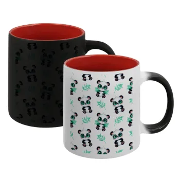 Panda, Κούπα Μαγική εσωτερικό κόκκινο, κεραμική, 330ml που αλλάζει χρώμα με το ζεστό ρόφημα