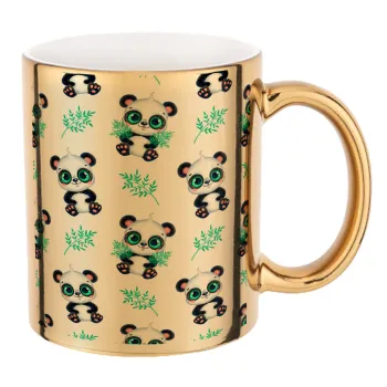 Panda, Mug ceramic, gold mirror, 330ml