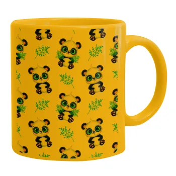 Panda, Ceramic coffee mug yellow, 330ml