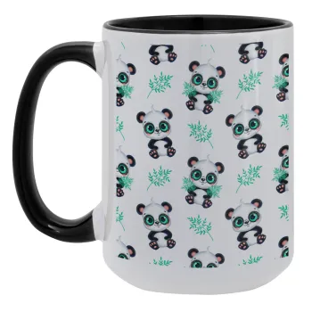 Panda, Κούπα Mega 15oz, κεραμική Μαύρη, 450ml