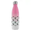 Metal mug thermos Pink/White (Stainless steel), double wall, 500ml