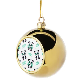 Panda, Golden Christmas tree ball ornament 8cm
