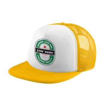 Heineken με όνομα, Καπέλο Ενηλίκων Soft Trucker με Δίχτυ Κίτρινο/White (POLYESTER, ΕΝΗΛΙΚΩΝ, UNISEX, ONE SIZE)