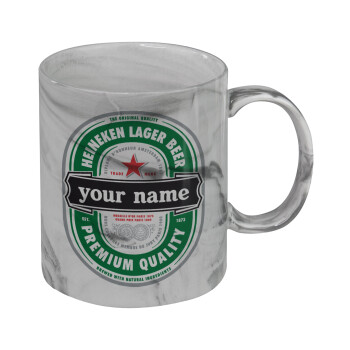 Heineken με όνομα, Κούπα κεραμική, marble style (μάρμαρο), 330ml