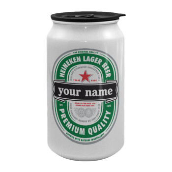 Heineken with name, Κούπα ταξιδιού μεταλλική με καπάκι (tin-can) 500ml