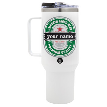 Heineken with name, Mega Stainless steel Tumbler with lid, double wall 1,2L