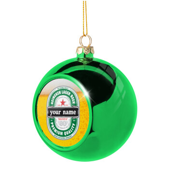 Heineken with name, Χριστουγεννιάτικη μπάλα δένδρου Πράσινη 8cm