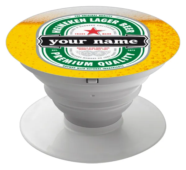 Heineken with name — Phone Holders Stand  White Hand-held Mobile Phone Holder
