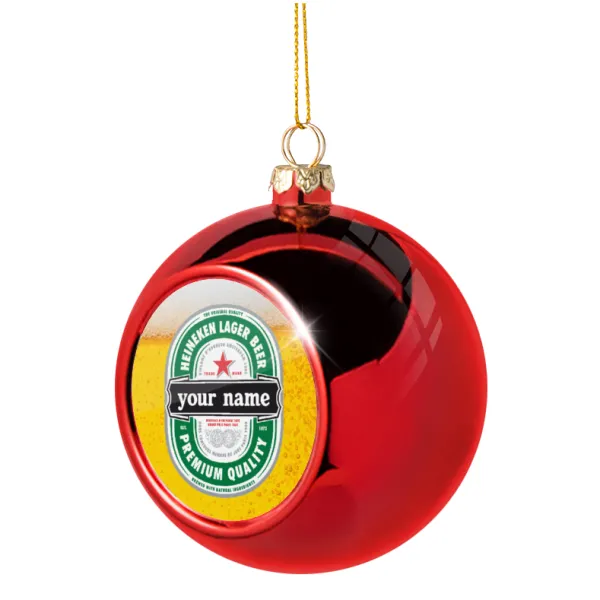 Heineken with name — Christmas tree ball Red 8cm