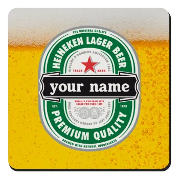 Heineken με όνομα, Τετράγωνο μαγνητάκι ξύλινο 9x9cm