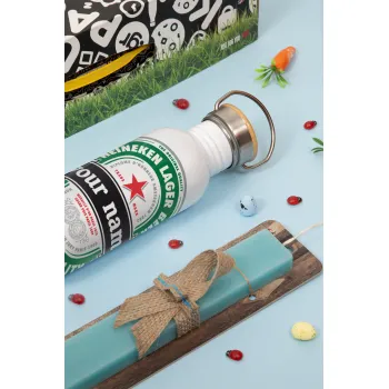 Heineken με όνομα, Πασχαλινή Λαμπάδα με παγούρι μεταλλικό (620ml, stainless steel) & κερί αρωματικό πλακέ (30cm) (ΤΙΡΚΟΥΑΖ)