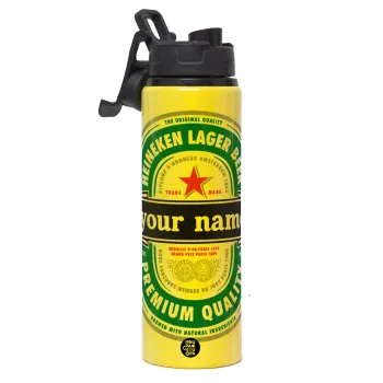 Heineken with name, Metallic water bottle with safety lid, 850ml aluminum