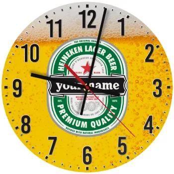 Heineken with name, Ρολόι τοίχου ξύλινο (30cm)