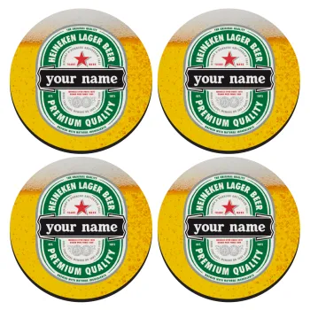Heineken με όνομα, ΣΕΤ 4 Σουβέρ ξύλινα στρογγυλά (9cm)