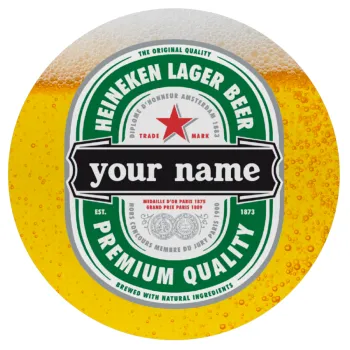Heineken with name, Mousepad Round 20cm