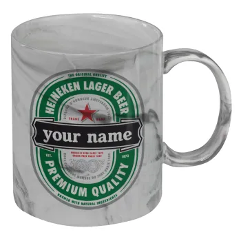 Heineken με όνομα, Κούπα κεραμική, marble style (μάρμαρο), 330ml