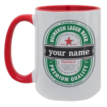 Heineken με όνομα, Κούπα Mega 15oz, κεραμική Κόκκινη, 450ml