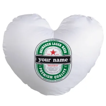 Heineken με όνομα, Μαξιλάρι καναπέ καρδιά 40x40cm περιέχεται το  γέμισμα