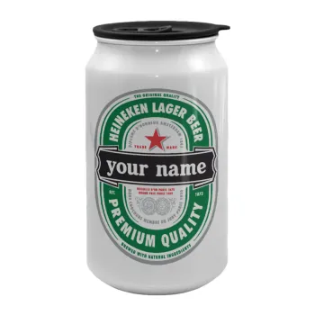 Heineken with name, Κούπα ταξιδιού μεταλλική με καπάκι (tin-can) 500ml
