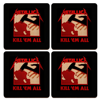 Metallica Kill' em all, ΣΕΤ x4 Σουβέρ ξύλινα τετράγωνα plywood (9cm)
